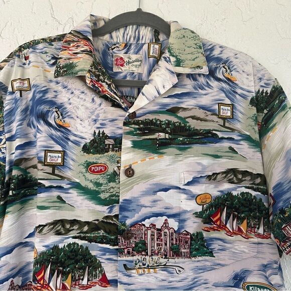 HILO HATTIE Shirt Mens Size Medium Button Down Hawaiian Floral Beach Surf VTG - Picture 2 of 9